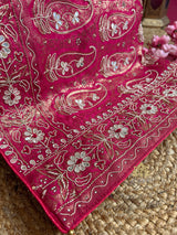 Queen Pink Zardozi Handwork Banarasi Silk Saree