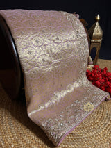 Lilac Purple Zardozi Handwork Kanchi Tissue Silk Saree