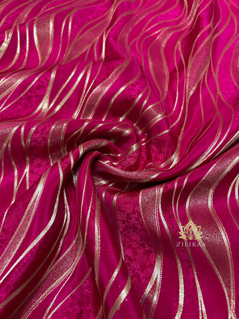 Queen Pink Munga Silk Saree with Zardozi Hand Embroidery