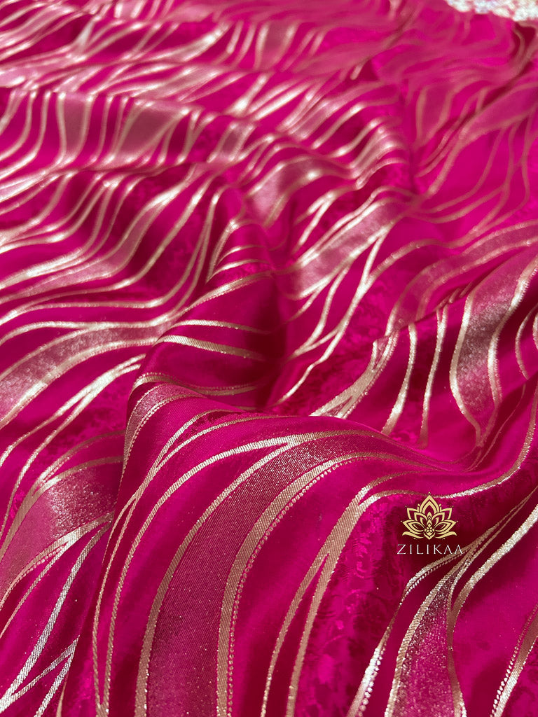 Queen Pink Munga Silk Saree with Zardozi Hand Embroidery