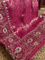 Queen Pink Zardozi Handwork Banarasi Silk Saree