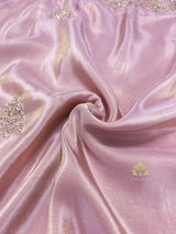 Pastel Pink Tissue Silk Saree with Zardozi Handwork