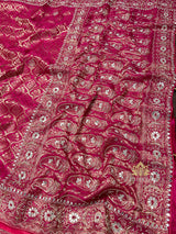Queen Pink Zardozi Handwork Banarasi Silk Saree