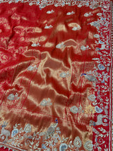 Bride Special Zardozi Hand Embroidery Kanchipuram Silk Saree