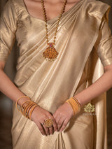 Ivory White  Kanchipuram Silk Saree