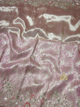 Baby Pink Designer Hand Embroidery Kanchi Tissue Silk Saree
