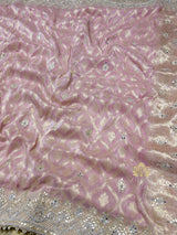 Baby Pink Zardozi Handwork Munga Banarasi SIlk Saree