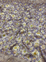 Lavender Zardozi Handwork Patola Designer Munga silk saree