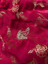 Calcutta Red Zardozi Handwork Mulberry Banarasi Silk Saree