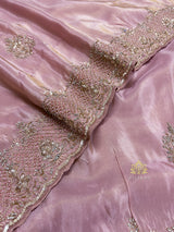 Pastel Pink Tissue Silk Saree with Zardozi Handwork