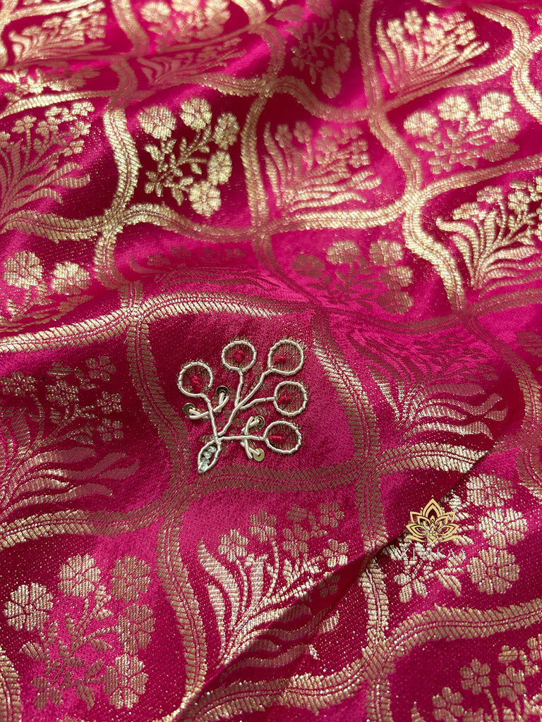 Queen Pink Zardozi Handwork Banarasi Silk Saree