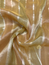 Daffodil Yellow Designer Hand Embroidery Rangkat Kanchi Tissue Silk Saree