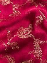 Calcutta Red Zardozi Handwork Mulberry Banarasi Silk Saree