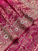 Queen Pink Zardozi Handwork Banarasi Silk Saree