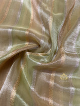 Parrot Green Designer Hand Embroidery Rangkat Kanchi Tissue Silk Saree