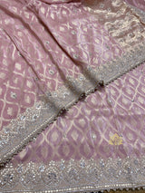 Baby Pink Zardozi Handwork Munga Banarasi SIlk Saree