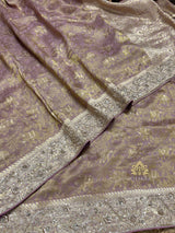 Lilac Purple Zardozi Handwork Kanchi Tissue Silk Saree