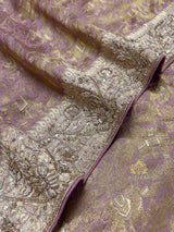 Lilac Purple Zardozi Handwork Kanchi Tissue Silk Saree