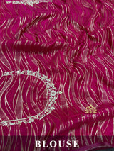 Queen Pink Munga Silk Saree with Zardozi Hand Embroidery
