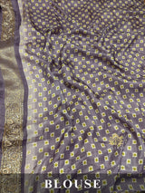 Lavender Zardozi Handwork Patola Designer Munga silk saree