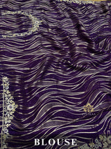 Plum Purple Munga Silk Saree with Zardozi Hand Embriodery