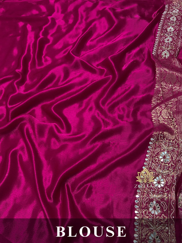 Queen Pink Zardozi Handwork Banarasi Silk Saree
