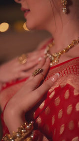 Scarlet Red Banarasi Khaddi Weaved Georgette Saree