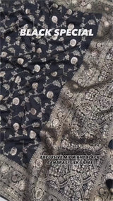 Midnight Black Banarasi Uppada Silk Saree