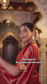 Scarlet Red Kanchipuram Silk Saree