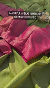 Mehendi Green with Rani Kanchipuram Silk Saree