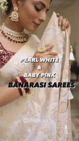 Pearl White Banarasi Uppada Silk Saree
