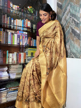 Medallion Golden Uppada Cotton Silk Saree