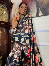 Spruce Blue Designer Banarasi Silk Saree