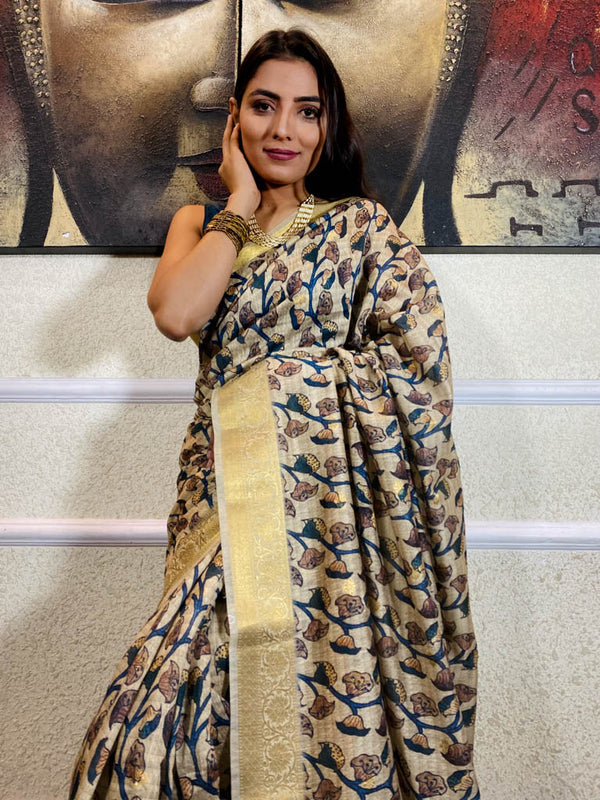 Tuscan Tan Uppada Cotton Silk Saree