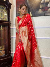 Crimson Red Banarasi Silk Handloom Saree