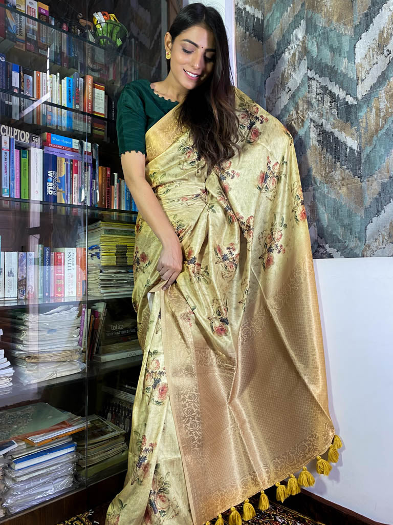 Fern Green Uppada Cotton Silk Saree