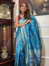 Cerulean Blue Katan Silk Patola Saree