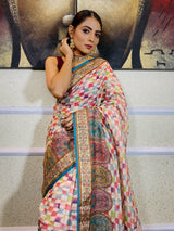 Multi Shade Linen Sequined Saree