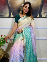 Multi Shade Hand Dyed Banarasi Silk Saree