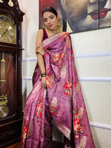 Taffy Violet Designer Banarasi Silk Saree