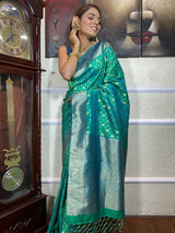 Teal Green Banarasi Silk Saree