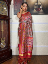 Onion Pink Kalamkari Tussar Silk Saree