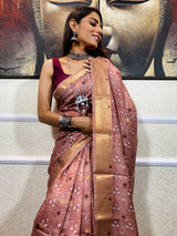 Mahogany brown Uppada Cotton Silk Saree