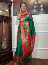 Pine Green Patola Silk Saree