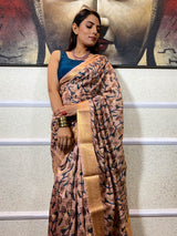 Sepia Brown Uppada Cotton Silk Saree