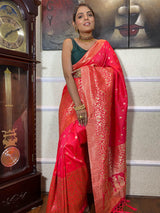 Punch Pink Banarasi Silk Saree