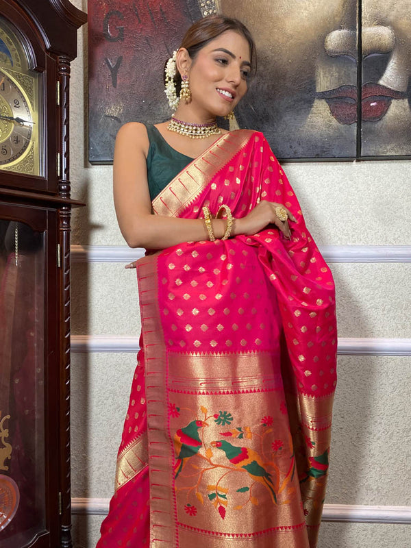 Queen Pink Paithani Silk Saree