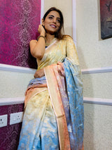 Multi Shade Hand Dyed Banarasi Silk Saree