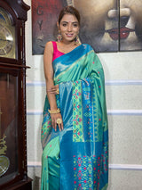 Teal Green Patola Silk Saree