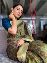 Pine Green Uppada Cotton Silk Saree